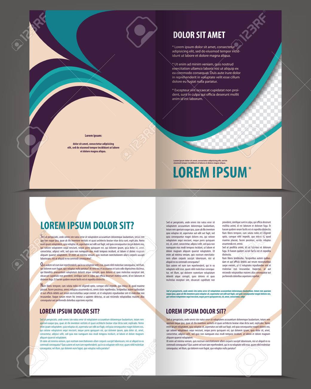 vector empty bi fold brochure print template violet design booklet bi fold template