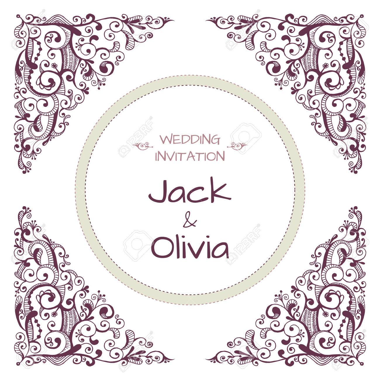 vector wedding invitation card with vintage baroque rococo swirls invitation swirls