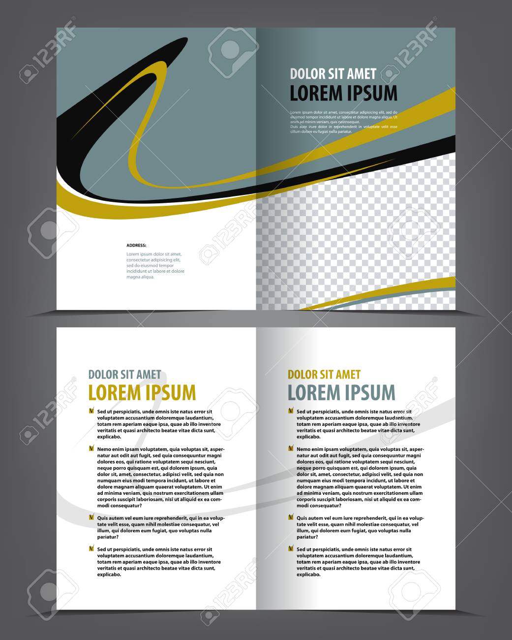 vector empty bi fold brochure print template design booklet layout