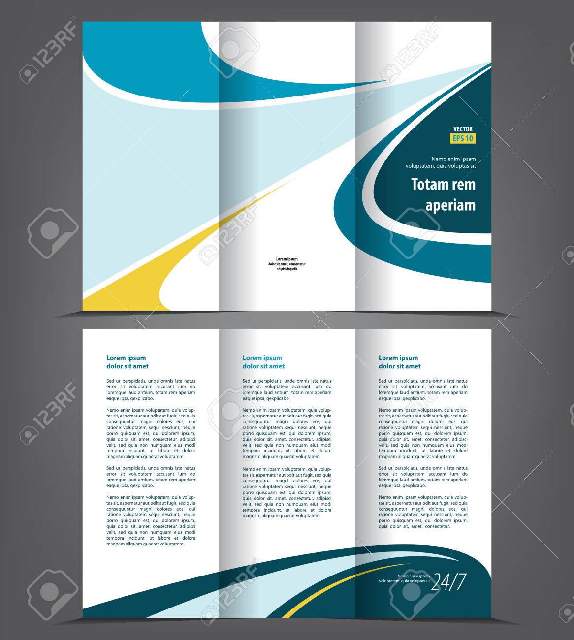 vector tri fold brochure template design concept business leaflet