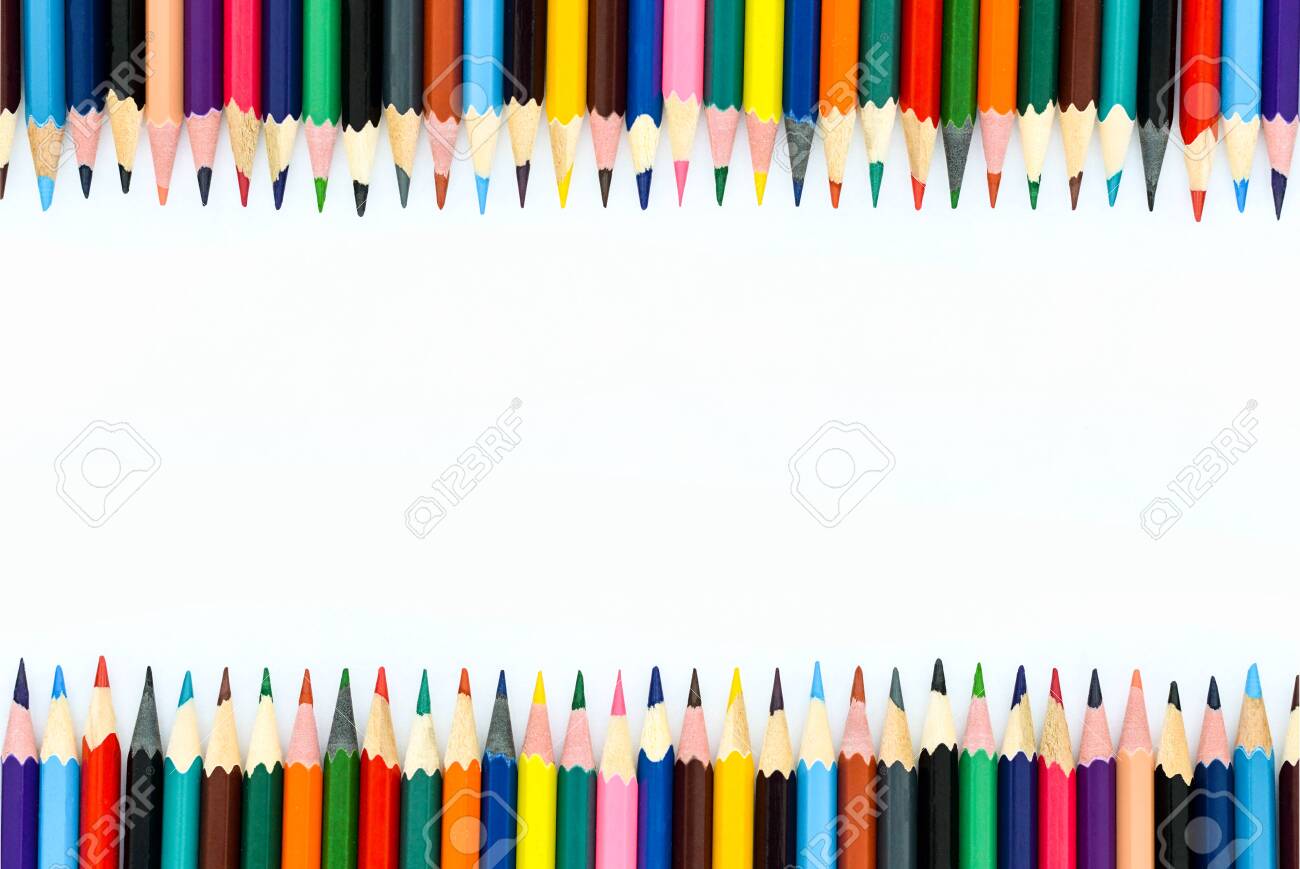 Colored Pencils Lined Up On A White Background Stock Photo Picture And Royalty Free Image Image