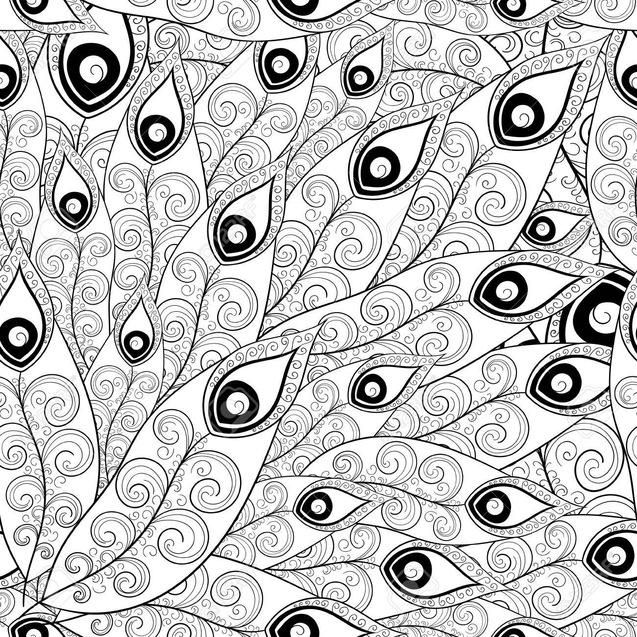 Scarica Gratis Images Vecteur De Plume De Paon Sans Soudure Motif Decoratif Noir Et le plus cool salutations