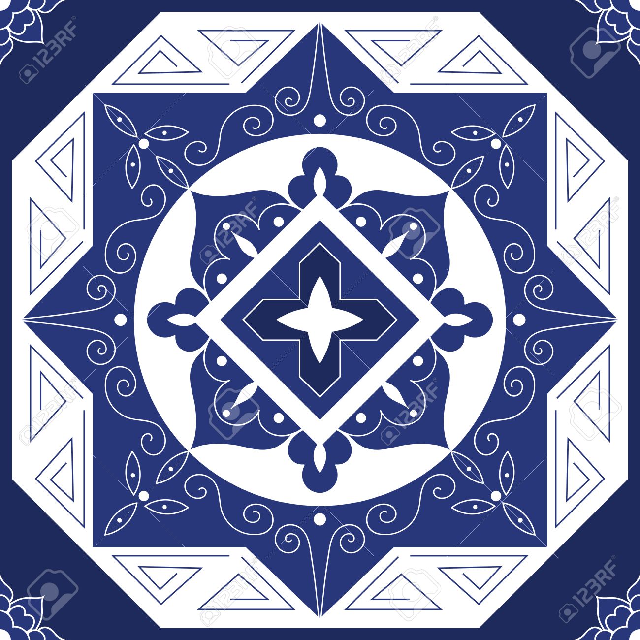 Azulejos Patrón De Color Azul Y Blanco Del Vector Sin Fisuras Azulejo Azulejos Portugueses Español Mexicano Marroquí Turco Griego Italiano O