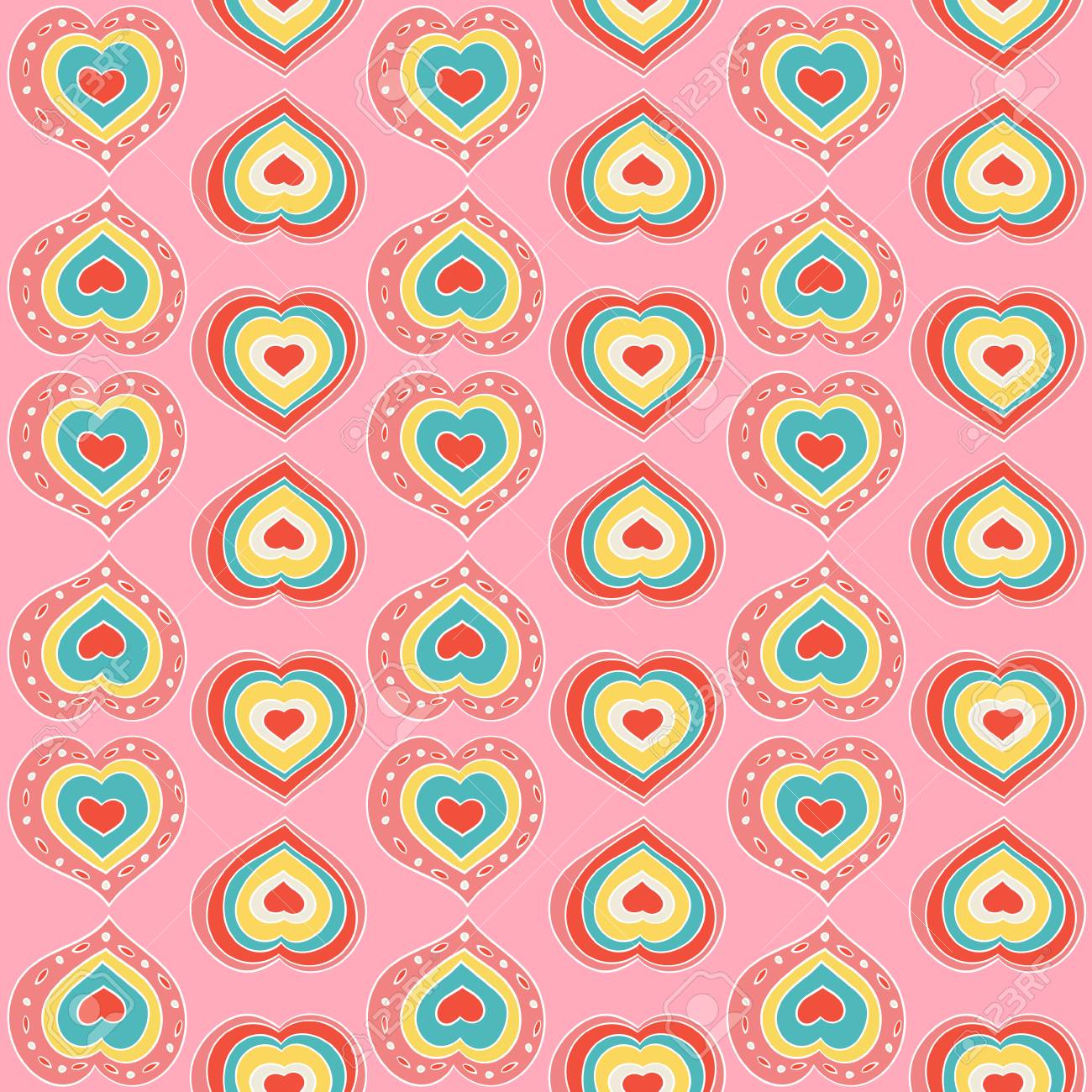 heart pattern vector seamless fashion girl print on pink background