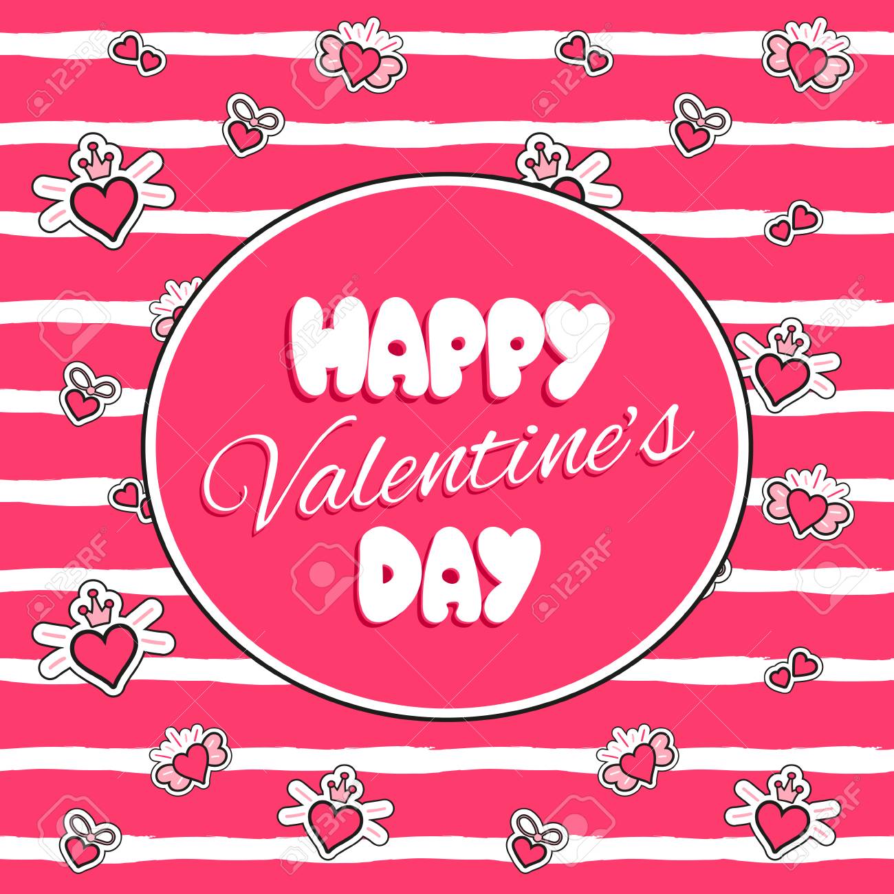 happy valentines day print template vector for cards and banner kids valetines