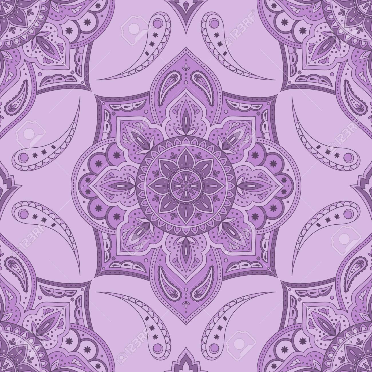 Floral Indian Paisley Pattern Vector Seamless. Vintage Flower Ethnic  Ornament For Persian Rug Fabric. Oriental Folk Design For Bohemian Bedroom  Textile, Gypsy Bedlinen, Boho Clothing, Yoga Wallpaper. Royalty Free SVG,  Cliparts, Vectors,, image size:1300x1300