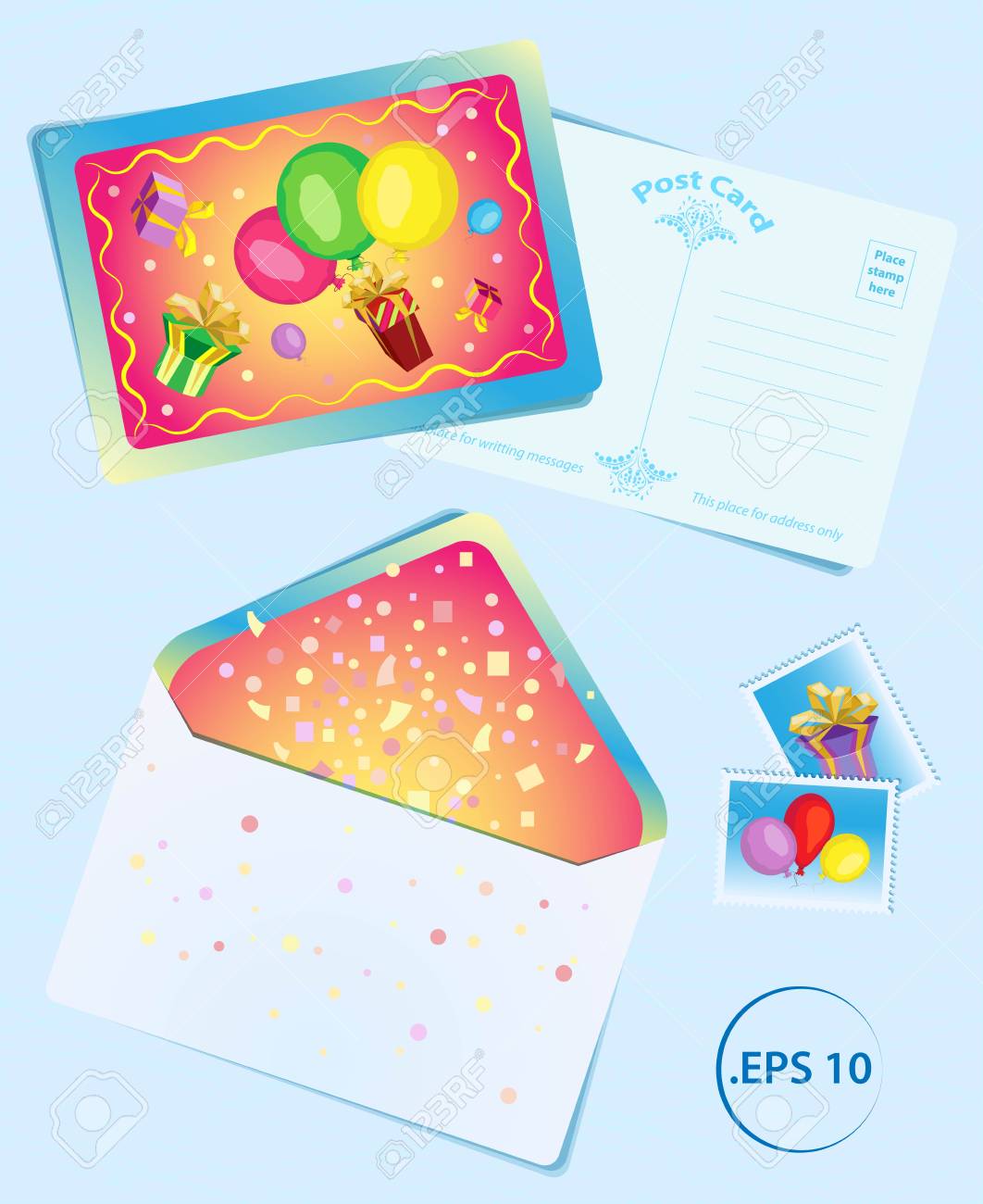 vector set for birthday from templates cards from postcards