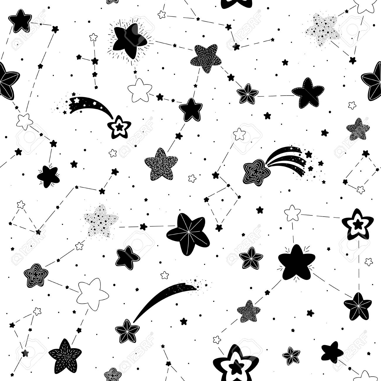 星 彗星 白い背景に 北欧風の手描きの星座のシームレスなベクトル黒と白のパターン のイラスト素材 ベクタ Image 星 彗星 白い背景に 北欧風の手描きの星座のシームレスなベクトル黒と白のパターン のイラスト素材 ベクタ Image