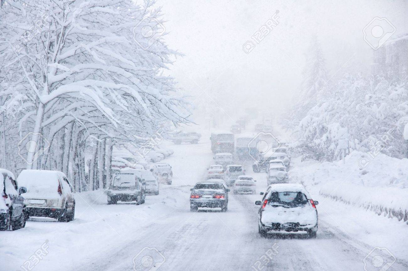 Snowstorm Poor Visibility Slick Roads And Lots Of Traffic Stock Photo Picture And Royalty Free Image Image