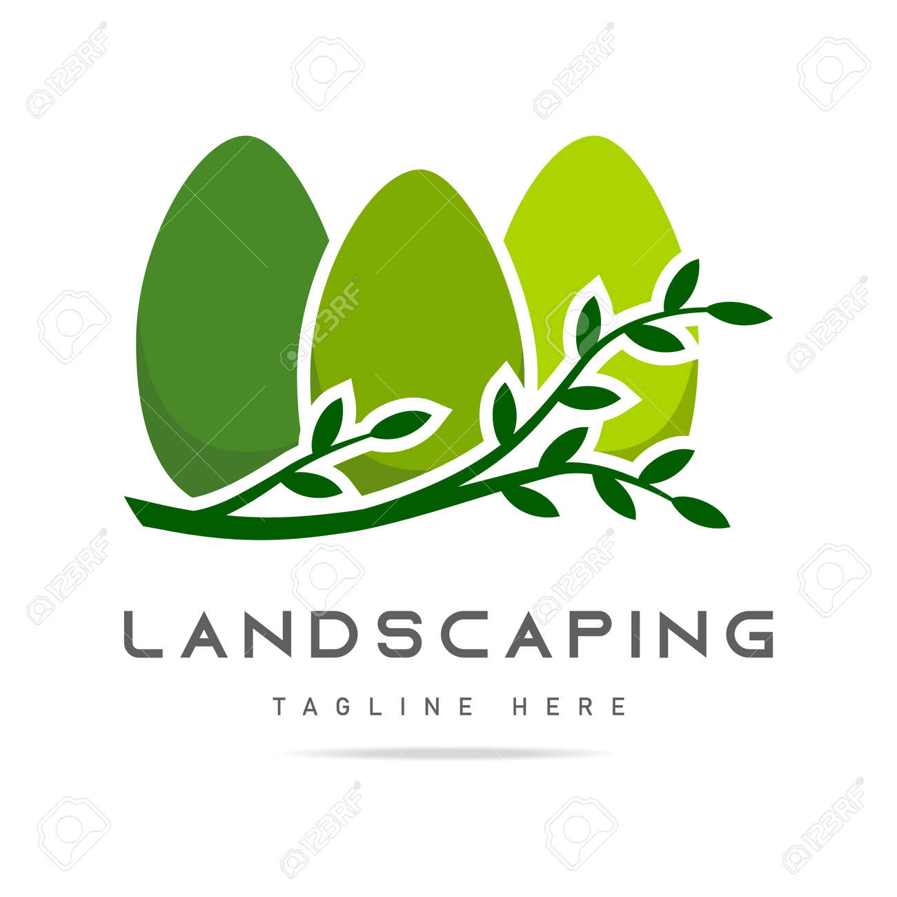 Green Landscape Design Logo Template For Build And Maintain Service Or Eco  Environment Company.Vector Symbols Of Gardening Or Garden Horticulture  Landscaping For Green Ecology Nature Trees Or Park Royalty Free SVG,  Cliparts,, image size:1300x1300