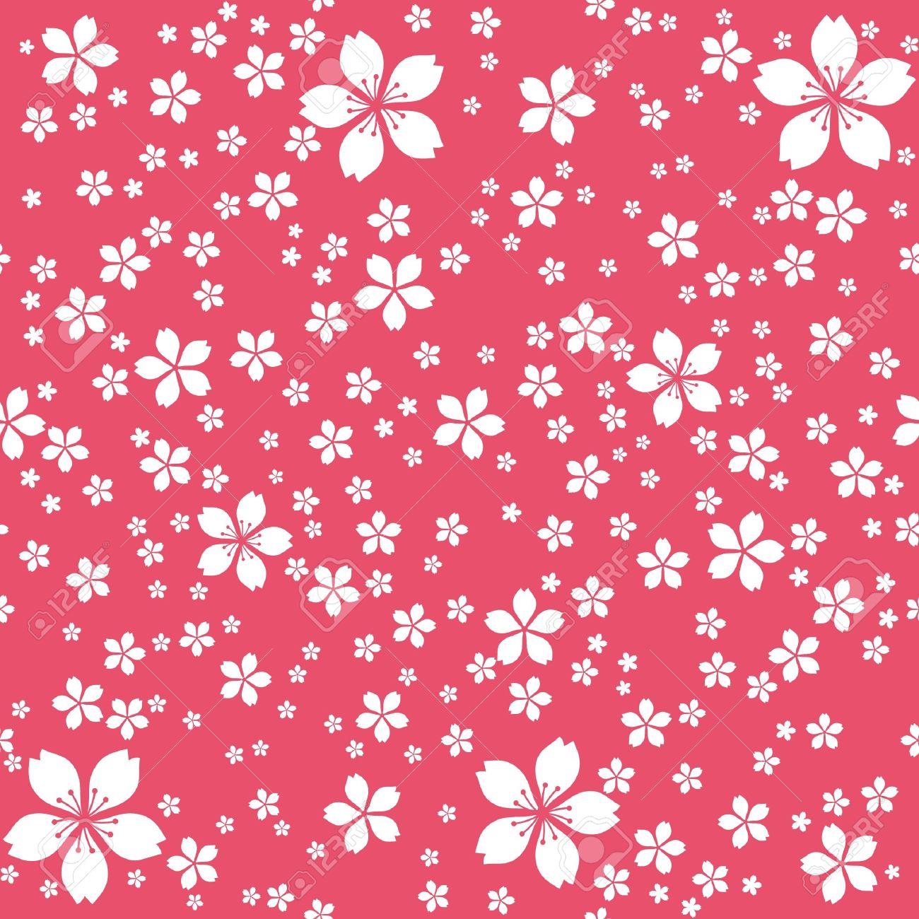 赤の背景でかわいい花のシームレスな壁紙 白い花 のイラスト素材 ベクタ Image