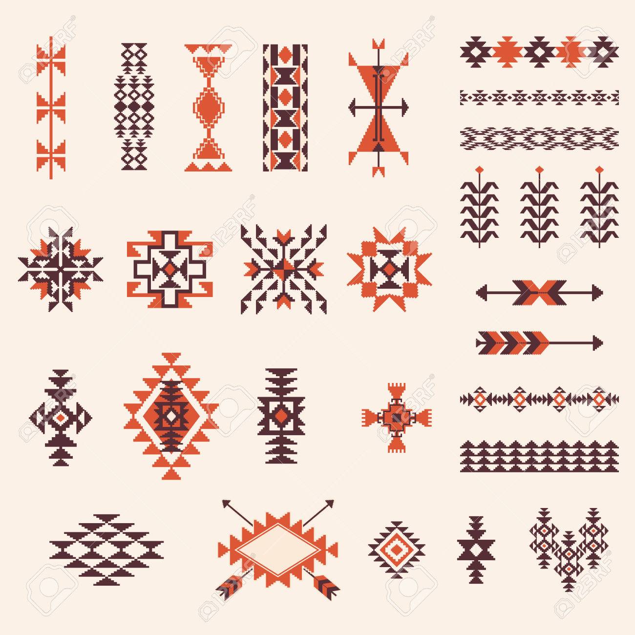 Navajo Pattern Classy Native American Navajo Aztec Pattern Vector Elemets Design Set Navajo Pattern Classy Native American Navajo Aztec Pattern Vector Elemets Design Set