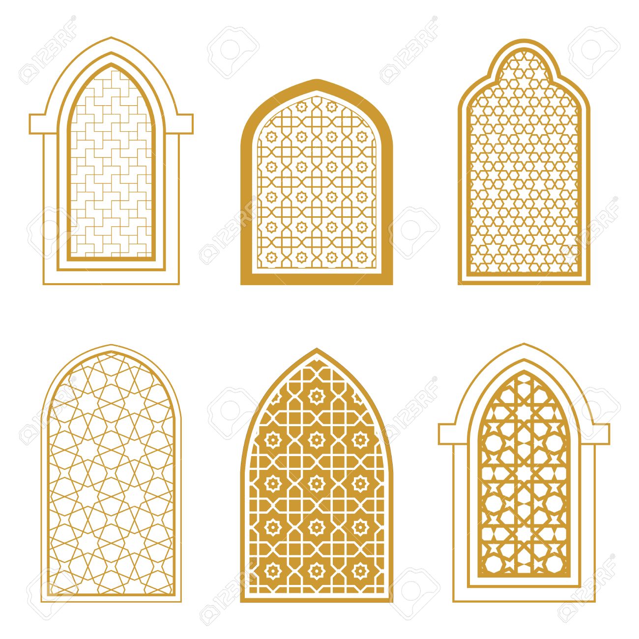 イスラム窓の装飾のセットです アラビアの伝統的な建築様式 デザイン用テンプレート のイラスト素材 ベクタ Image