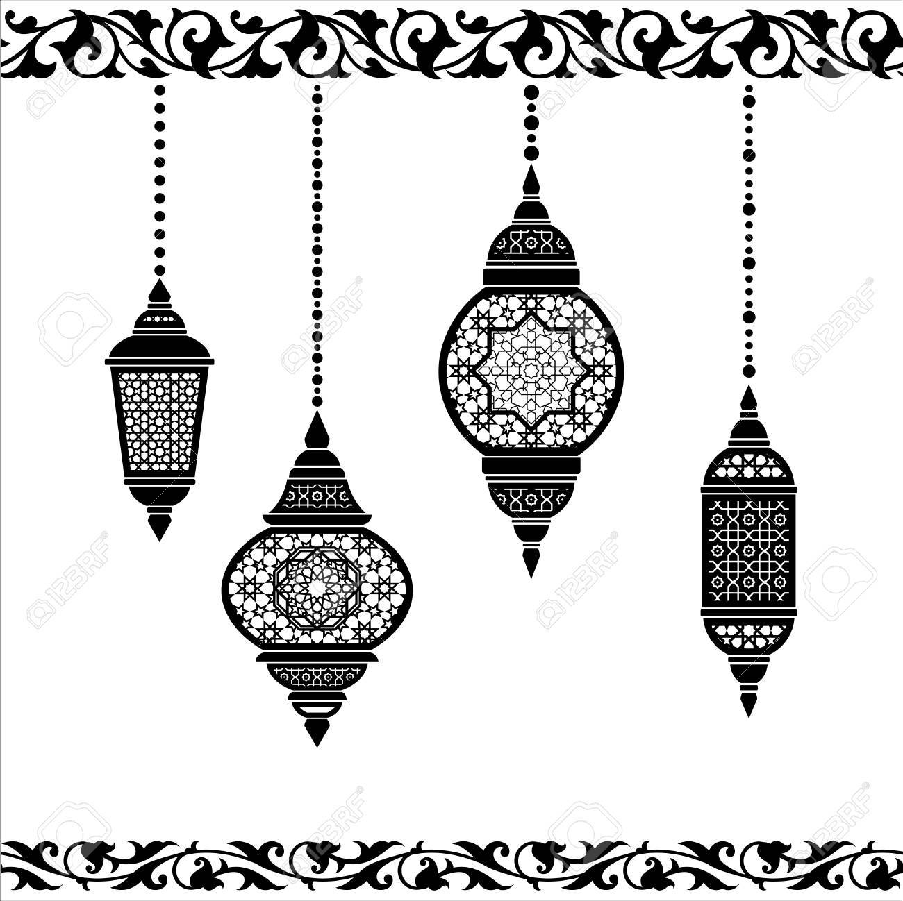 ramadan lantern in black