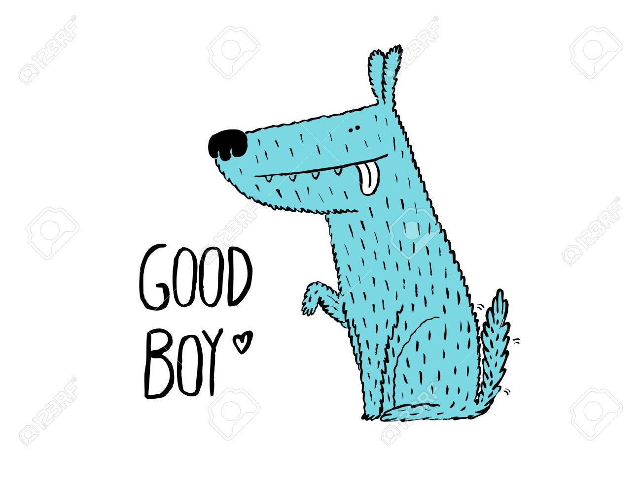 いい子 犬は前足を与えて 手を描画ベクトル図 のイラスト素材 ベクタ Image