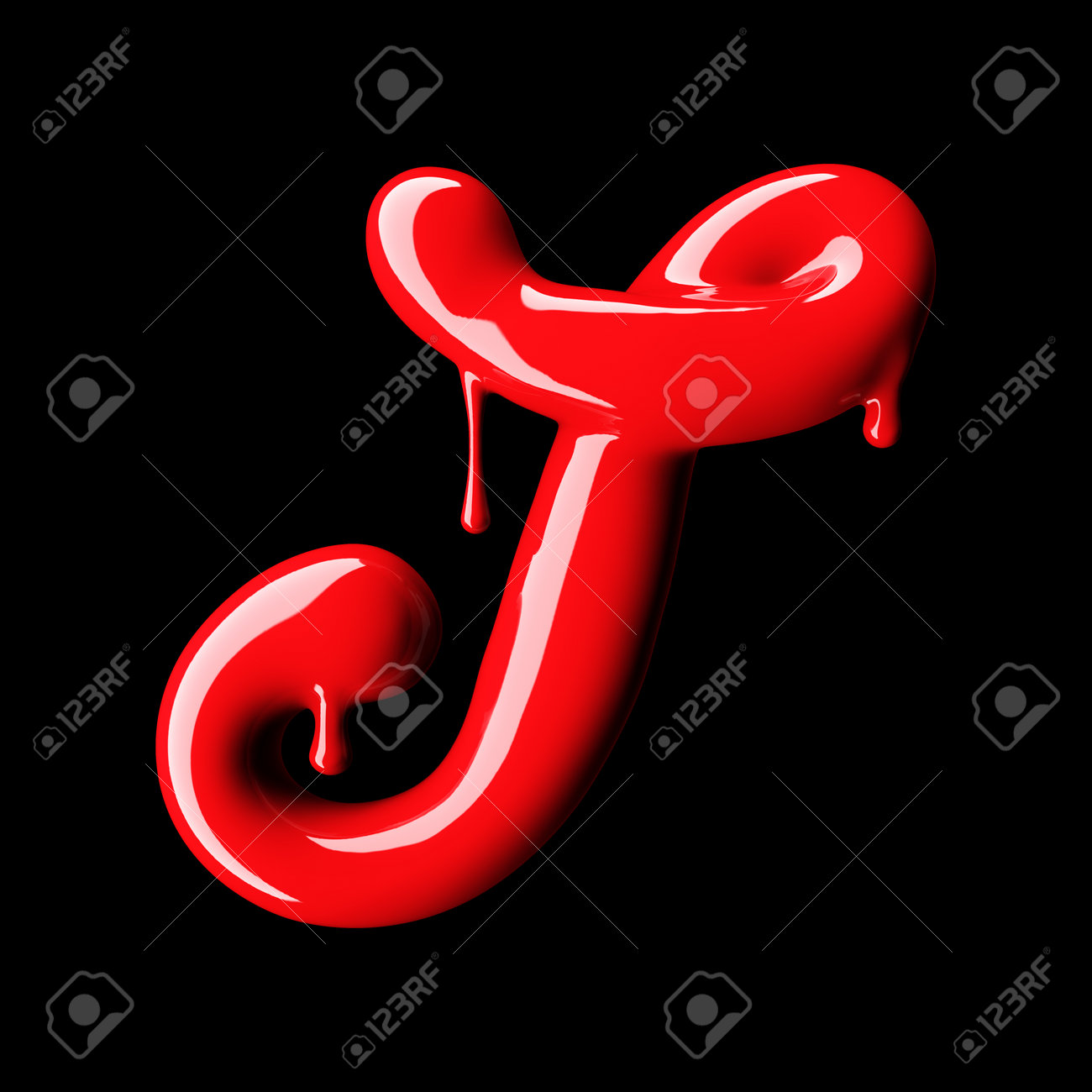 光沢のある赤文字大文字 T 黒の背景上のきらめくと 3 D レンダリング フォントです の写真素材 画像素材 Image