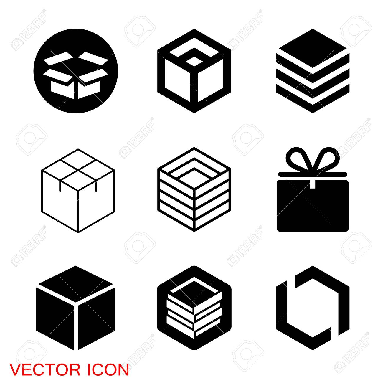 Box Icon. Vector Gift Box Icons, Holiday Presents Royalty Free Svg,  Cliparts, Vectors, And Stock Illustration. Image 151020509.