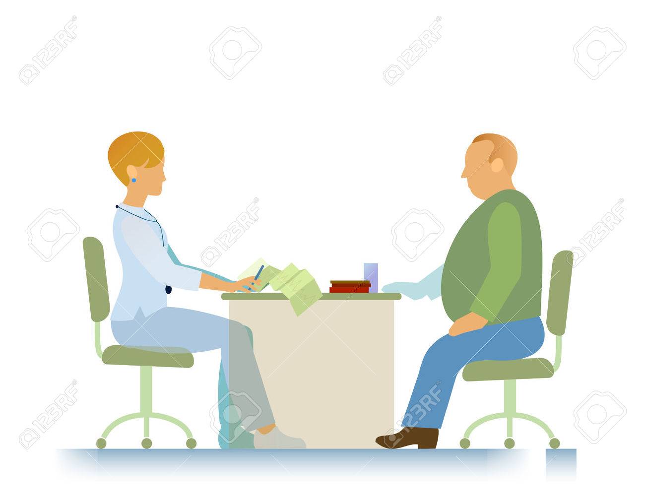 Arts En Overgewicht Patient Overleg Diagnose En Cardiogram Royalty Vrije Cliparts Vectoren En Stock Illustratie Image 48108234