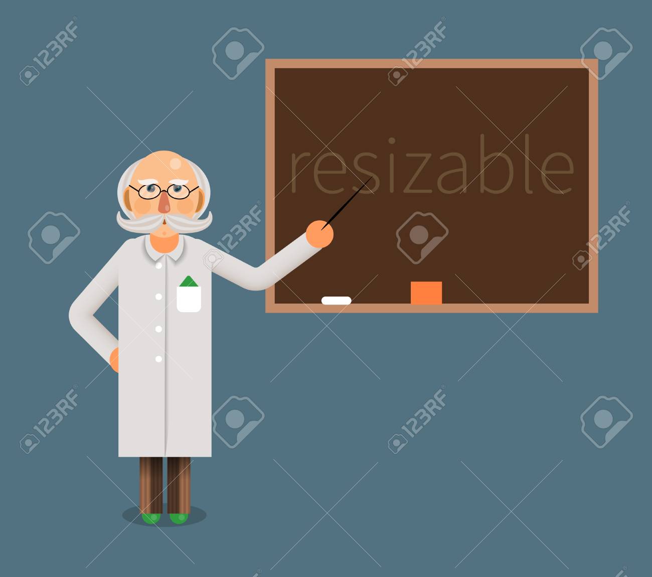 科学者や医師教授は 黒板の数式またはテキストの統計情報のイラスト素材 ベクタ Image