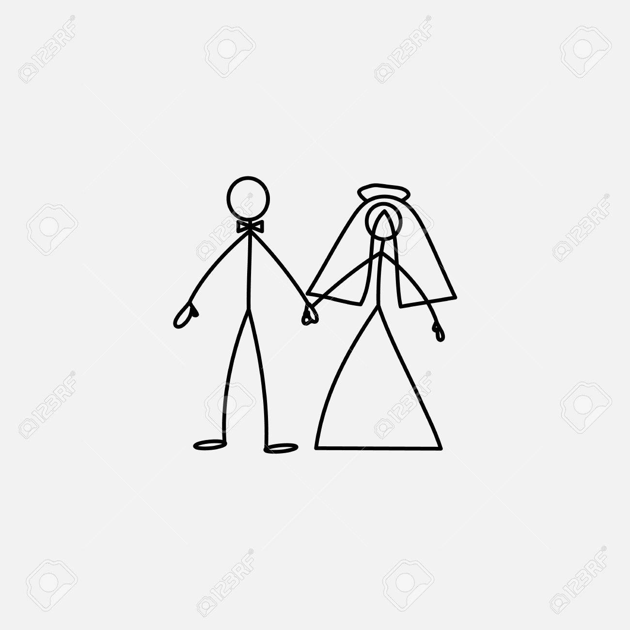 wedding happy family icon stick figure vector royalty free cliparts