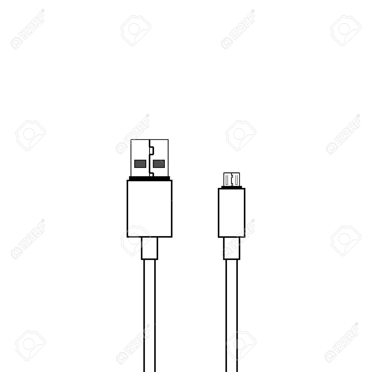 Usb And Micro Usb Cable Vector Icon Royalty Free Cliparts Vectors