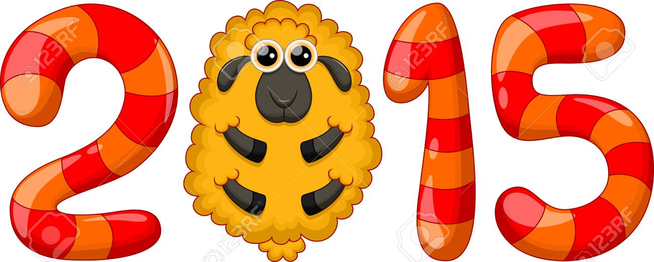 かわいい羊漫画と 15年の数字のイラスト素材 ベクタ Image