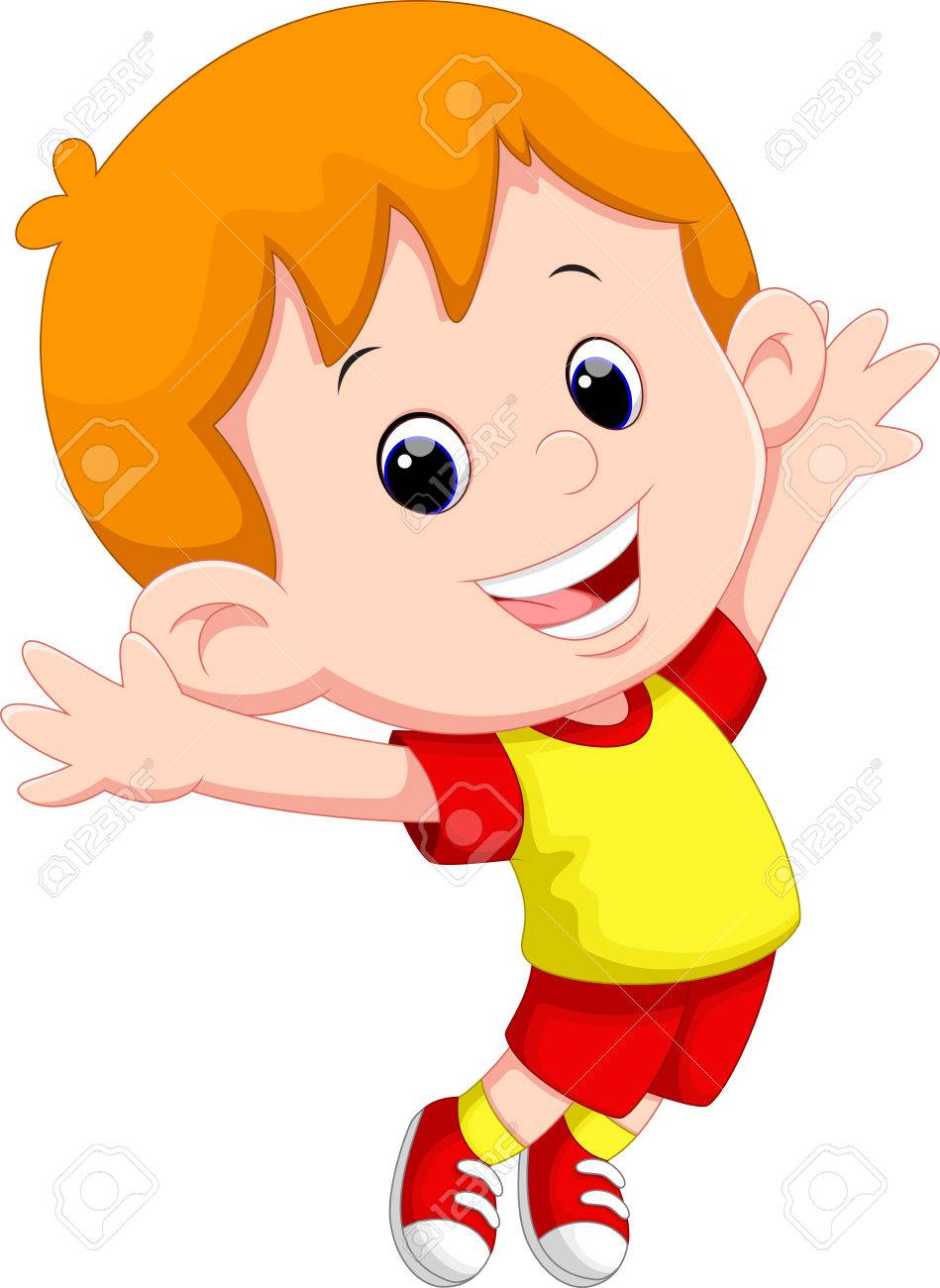 Happy Boy Jumping On White Background Royalty Free Cliparts Vectors And Stock Illustration Image