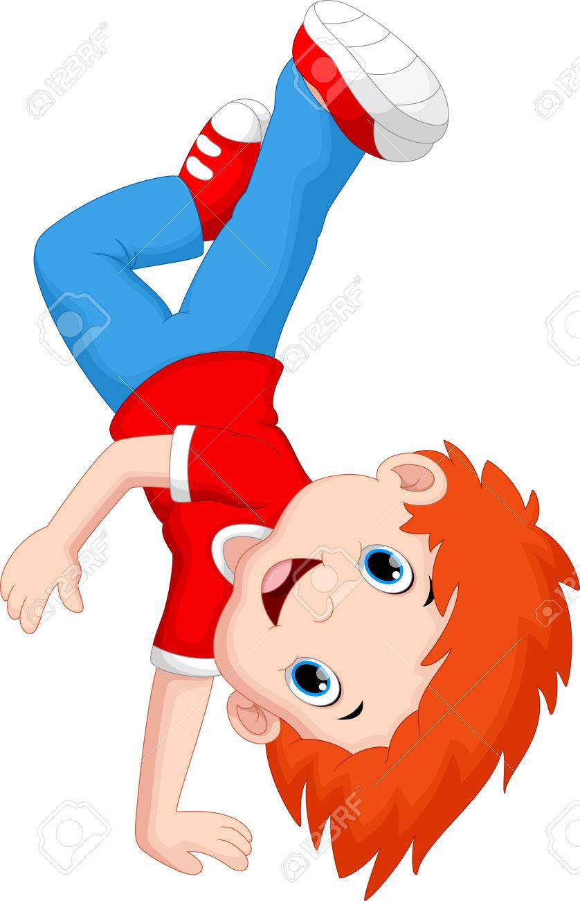 Cartoon boy standing on his hands - 49031801 Cartoon boy standing on his hands - 49031801