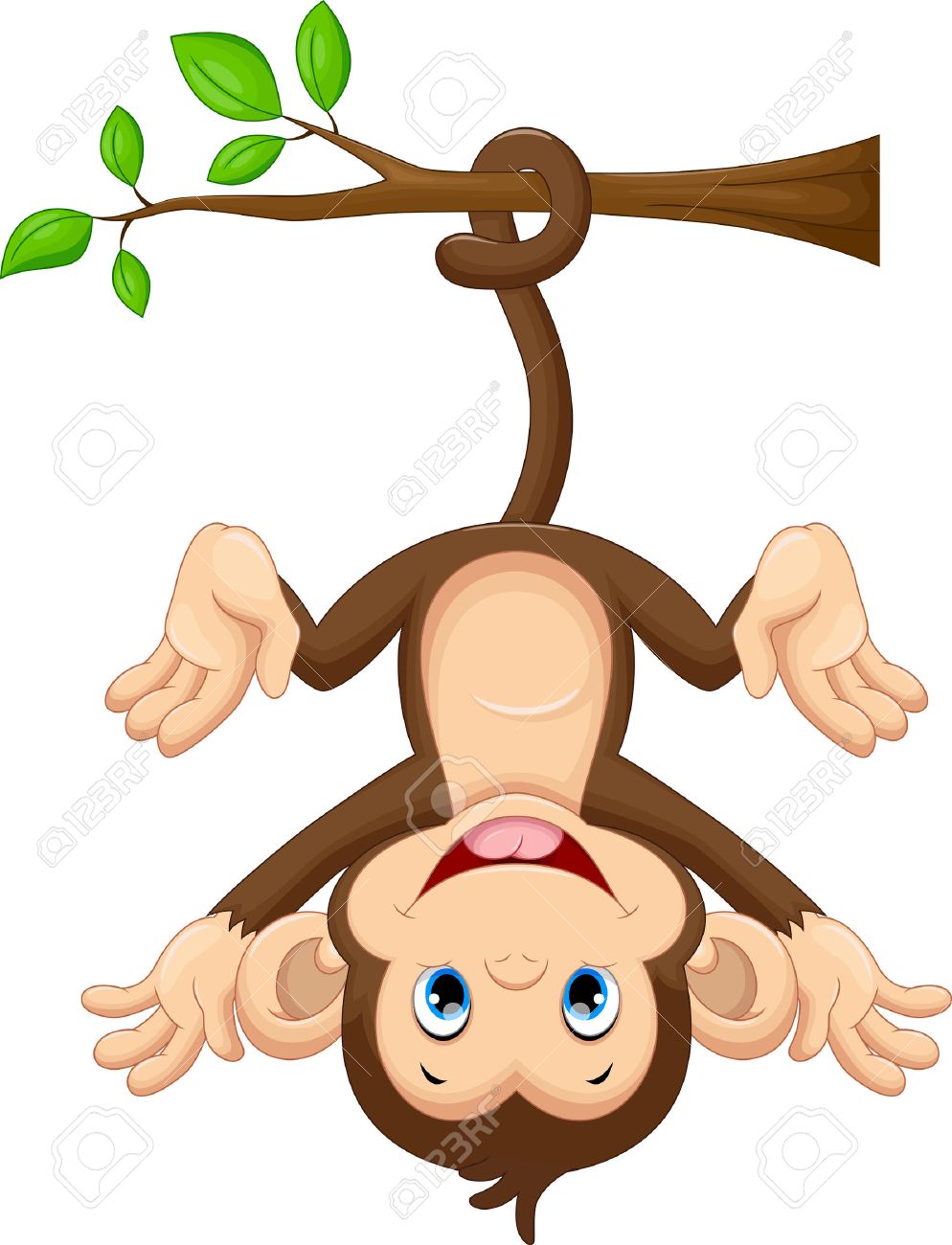 Cute Baby Monkey Hanging On Tree Royalty Free Cliparts Vectors And Stock Illustration Image
