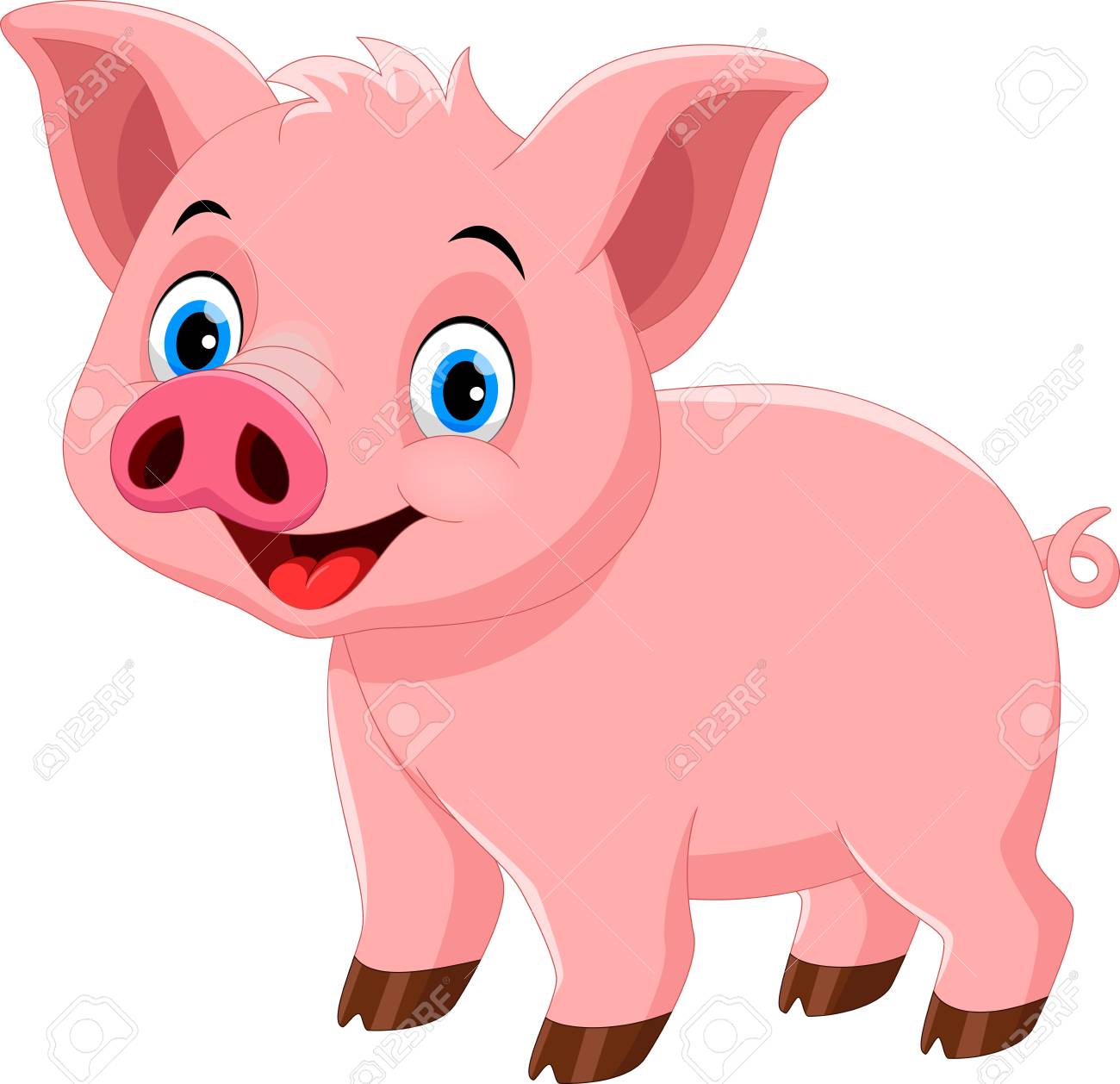 Vector Illustration Of Cute Pig Cartoon Isolated On White Background  Royalty Free SVG, Cliparts, Vectors, and Stock Illustration. Image 90374387., image size:1300x1258