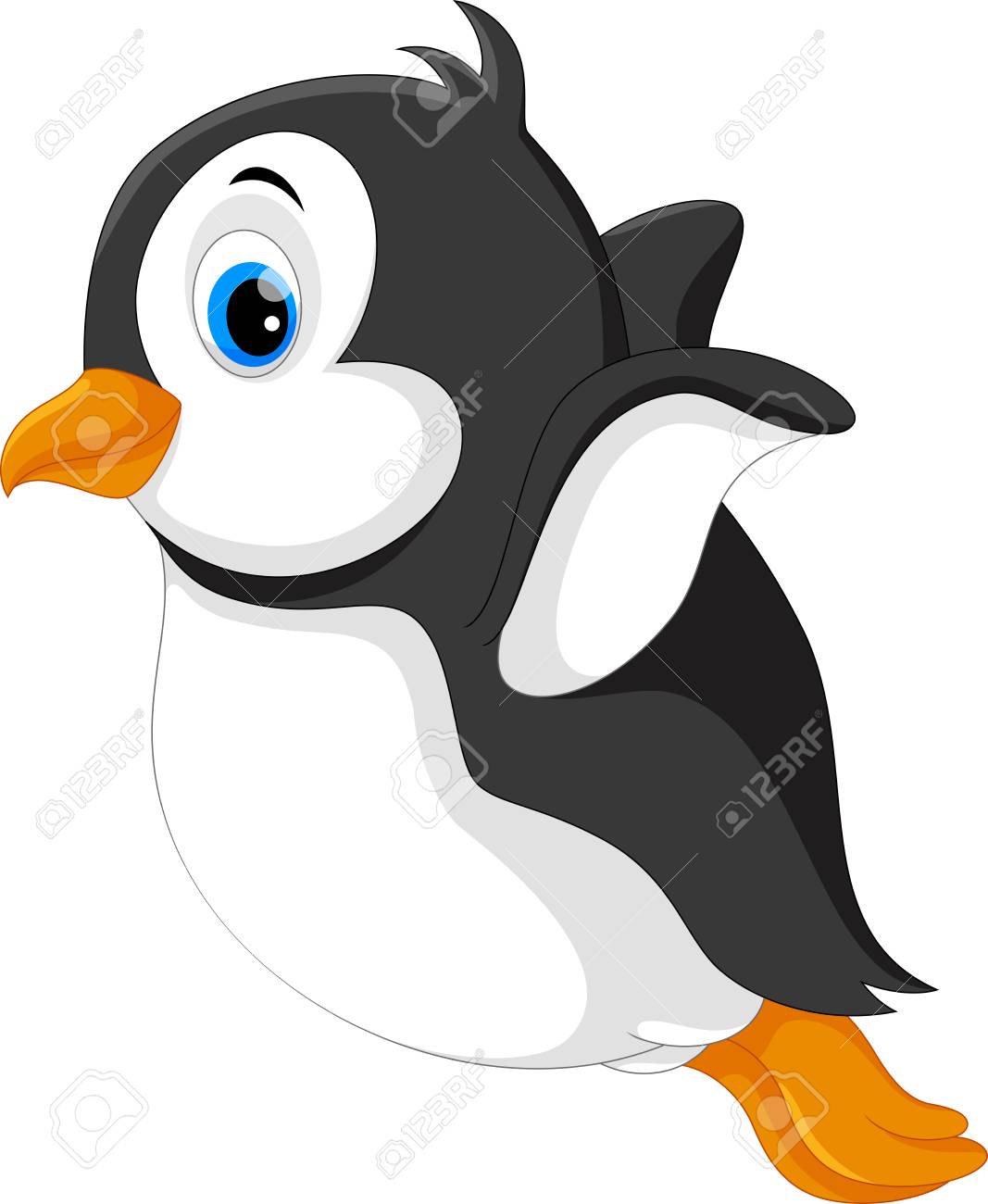 Cute Baby Penguin Jumping Royalty Free Cliparts Vectors And Stock