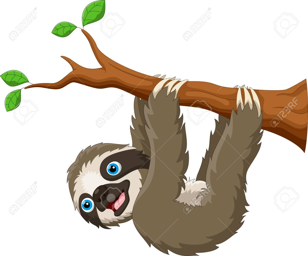 cartoon cute sloth hanging