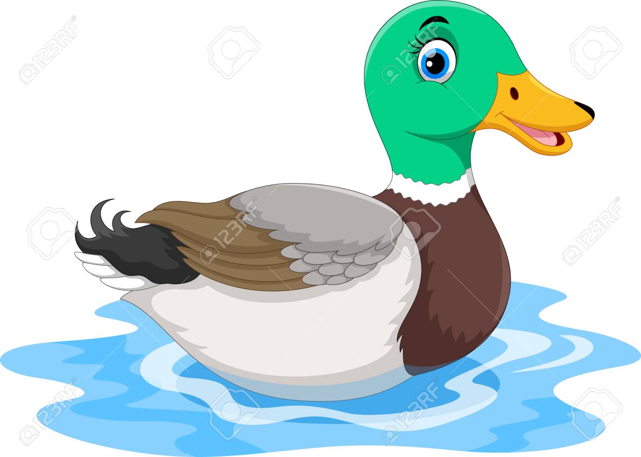 Cute Cartoon Duck Swimming Royalty Free SVG, Cliparts, Vectors, and Stock  Illustration. Image 90374402.