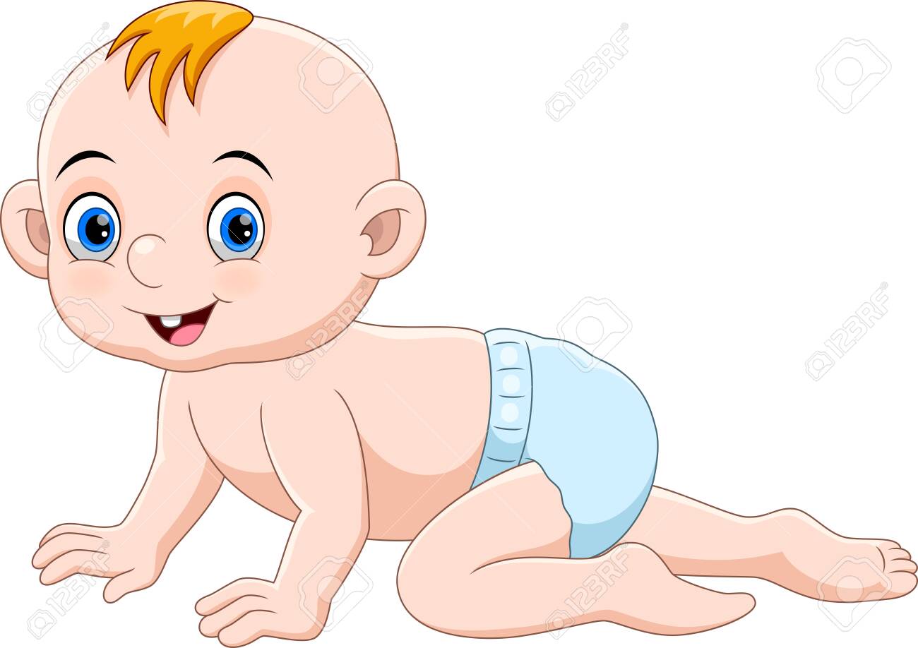 Vector illustration of Cute cartoon baby crawling and smiling isolated on white background - 123744195 Vector illustration of Cute cartoon baby crawling and smiling isolated on white background - 123744195
