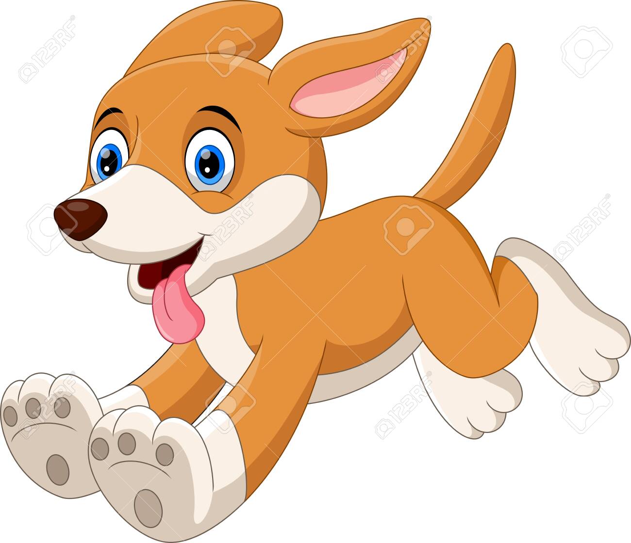 Vector illustration of cute and adorable dog cartoon running isolated on white background - 123744267 Vector illustration of cute and adorable dog cartoon running isolated on white background - 123744267