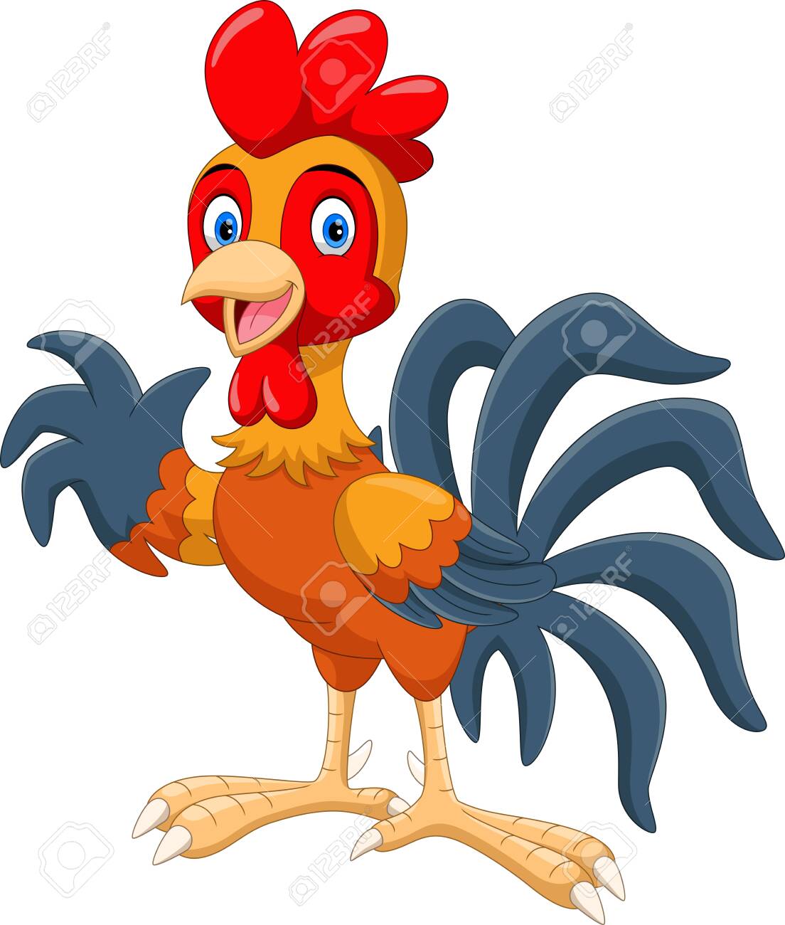 Vector illustration Happy cartoon rooster isolated on white background - 123744273 Vector illustration Happy cartoon rooster isolated on white background - 123744273