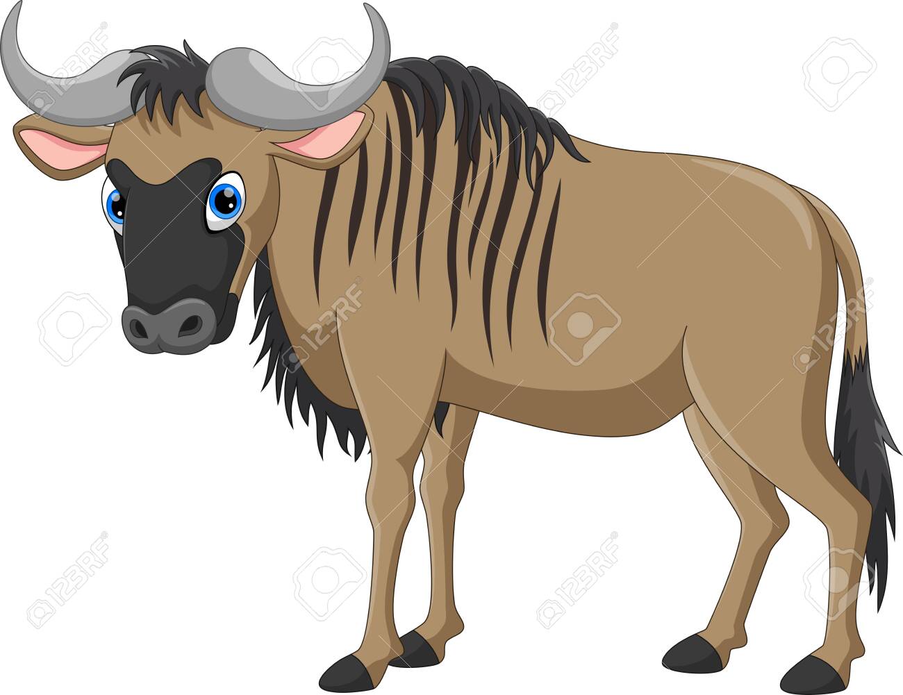 Vector illustration of cute and adorable wildebeest cartoon isolated on white background - 123744293 Vector illustration of cute and adorable wildebeest cartoon isolated on white background - 123744293