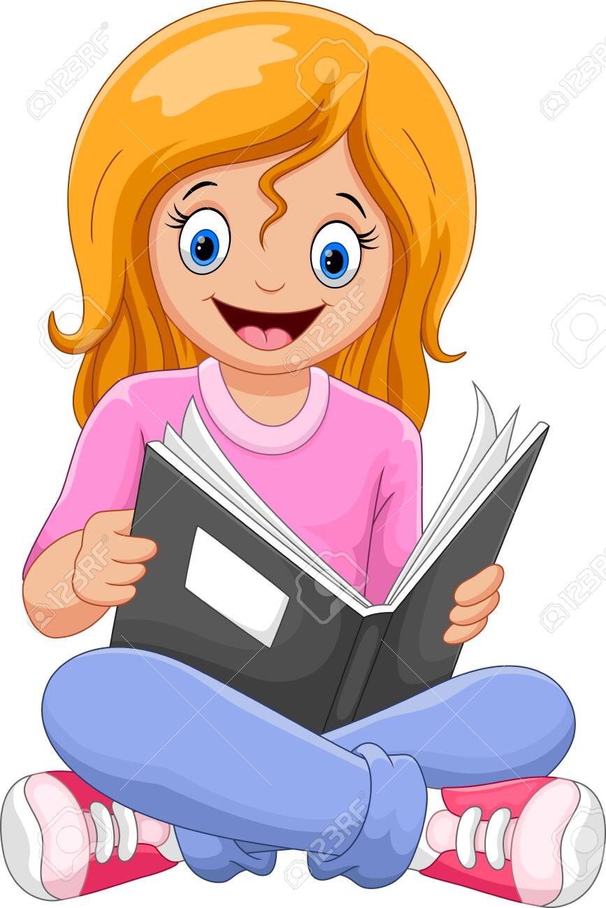 Vector illustration of a Kid Reading a Book isolated on white background - 133058613 Vector illustration of a Kid Reading a Book isolated on white background - 133058613