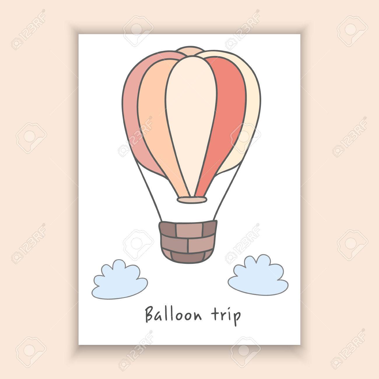 手の気球 ベクトルで作ったかわいい絵葉書の描かれた素敵なのイラスト素材 ベクタ Image