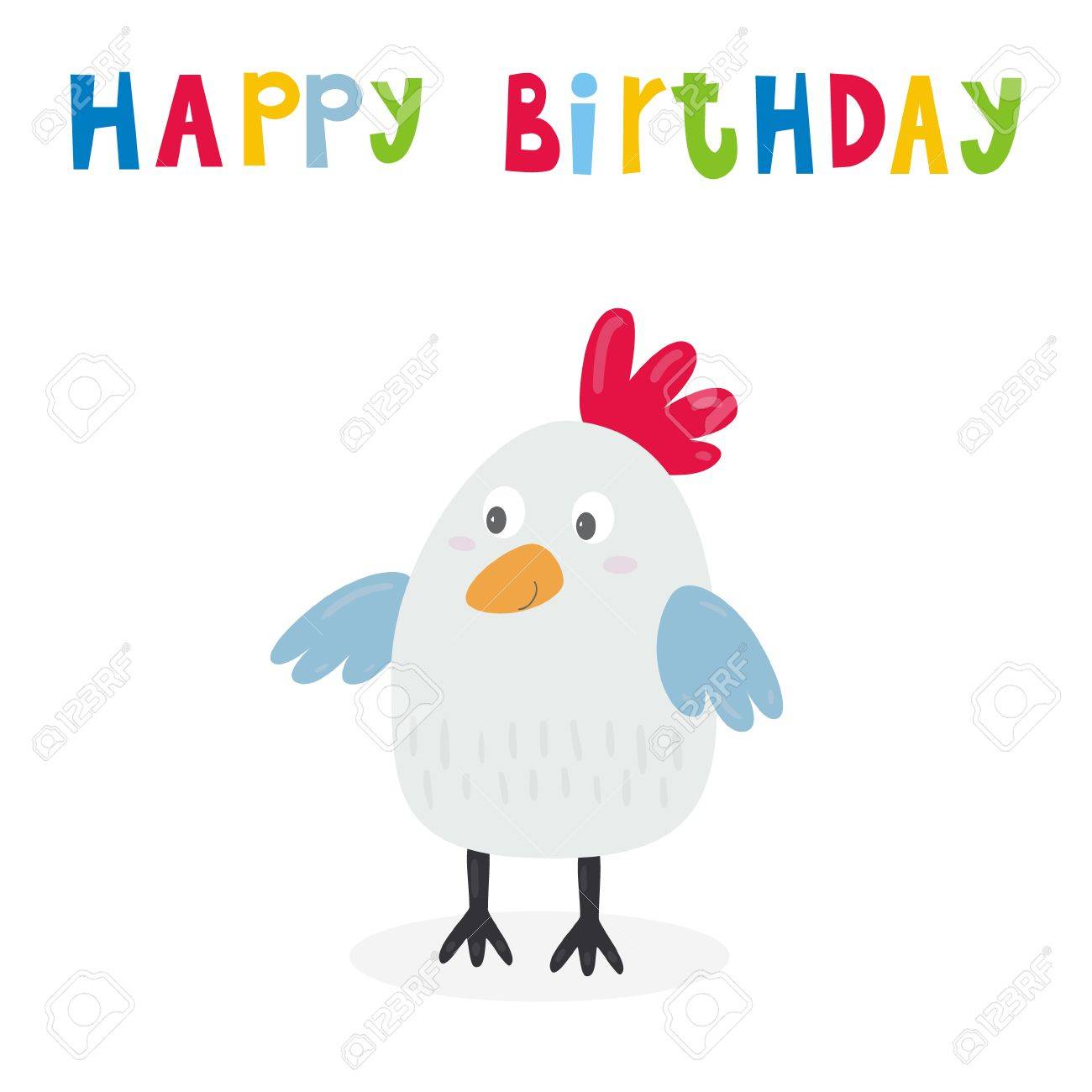 Carte De Joyeux Anniversaire Avec Personnage De Dessin Anime De Poulet Mignon Illustration Vectorielle Clip Art Libres De Droits Vecteurs Et Illustration Image