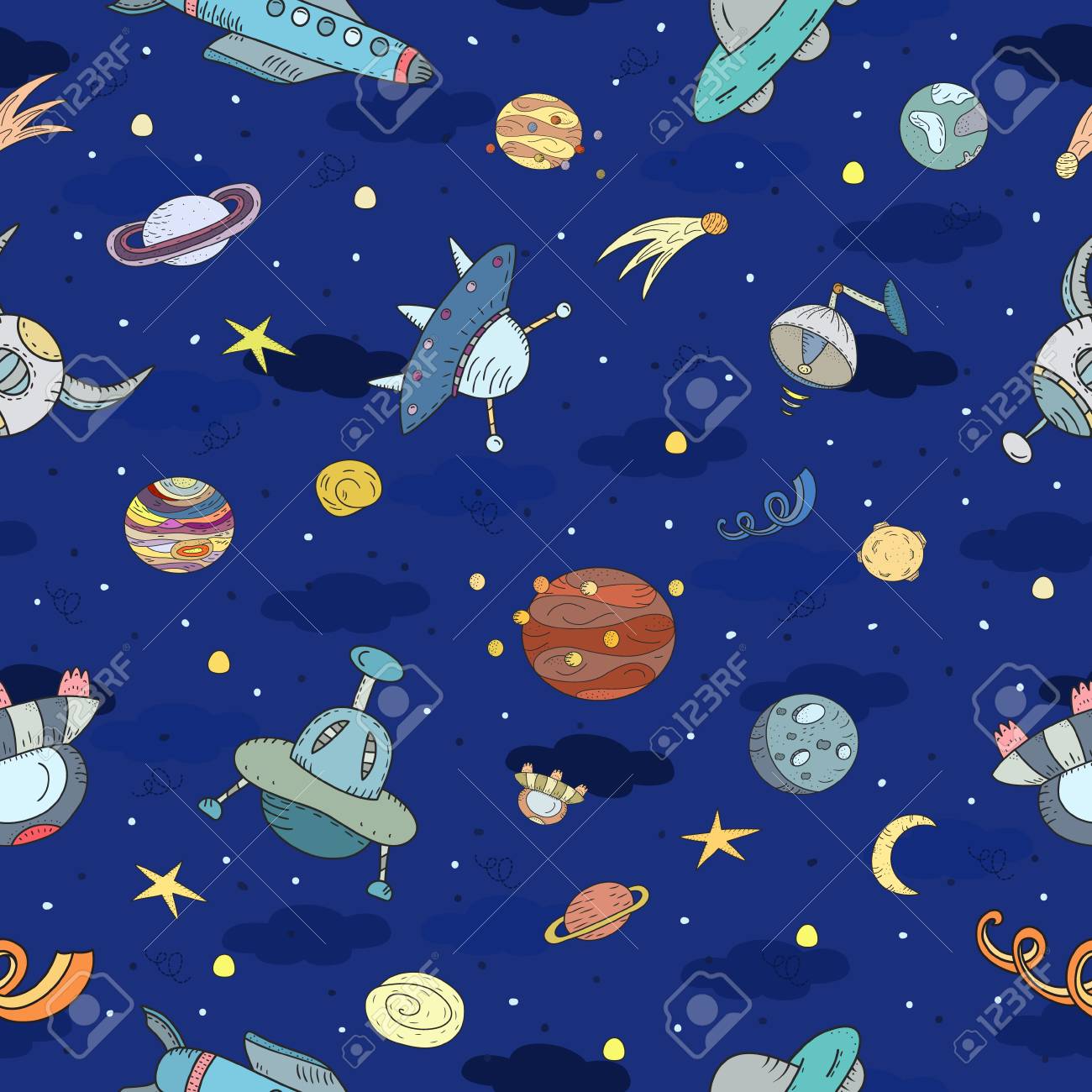 Cartoon hand drawn place, planets seamless routine. Loads of symbols,.. picture relating to Printable Planets known as Cartoon hand drawn region, planets seamless routine. A great deal of symbols,..