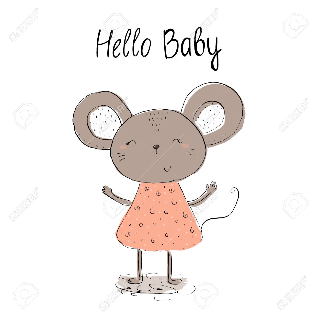 Hand Gezeichnete Hubsche Kleine Maus Vektor Illustration Lizenzfrei Nutzbare Vektorgrafiken Clip Arts Illustrationen Image