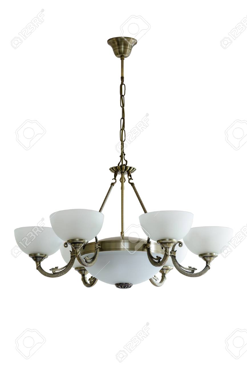 Vintage Chandelier With White Glass Shades. Isolated, White Vintage chandelier with white glass shades. Isolated, white background. Stock Photo - 76744934 - Vintage Chandelier With White Glass Shades. Isolated, White
