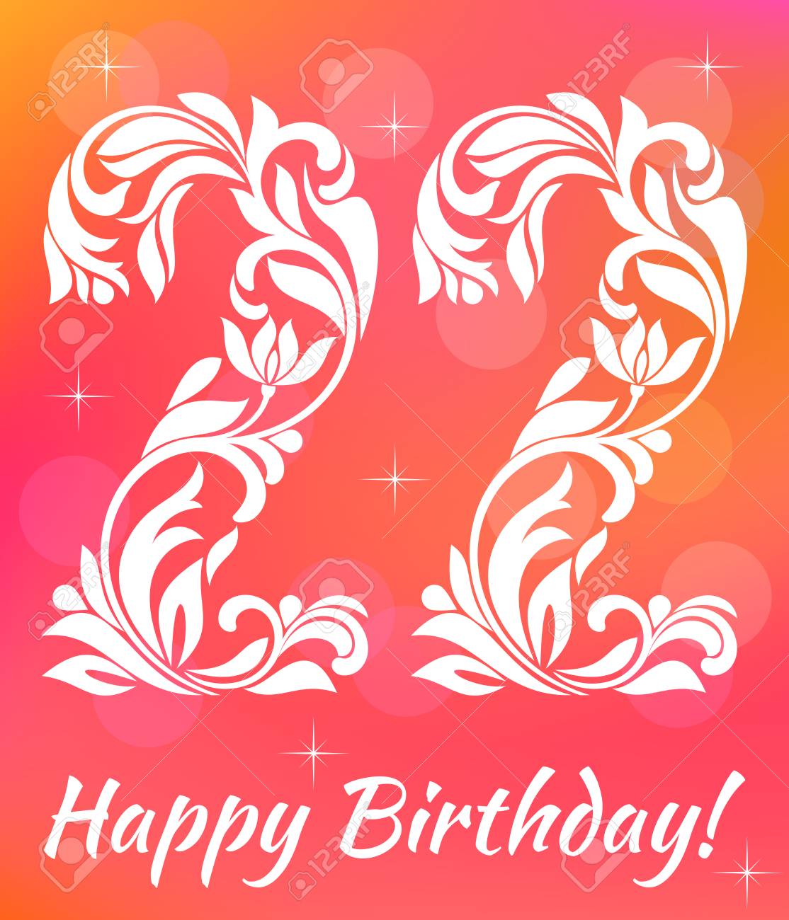 bright greeting card invitation template celebrating 22 years