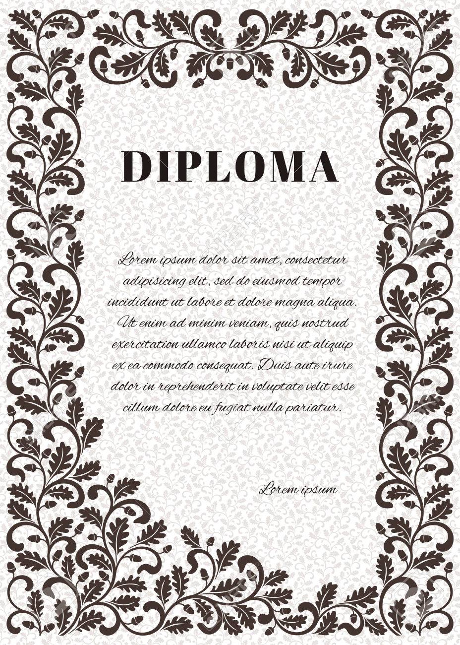 template for diploma with ornate frame frame decorated twisted