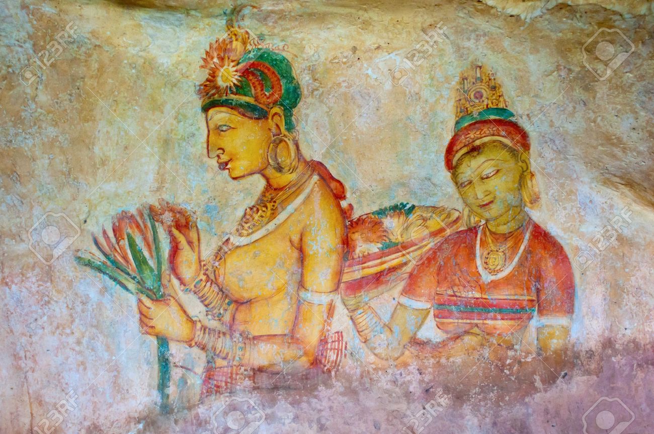 Fresco Antiguo Asiático Con Dos Mujeres Desnudas, Sigiriya, Sri Lanka  Fotos, retratos, imágenes y fotografía de archivo libres de derecho. Image  12827418