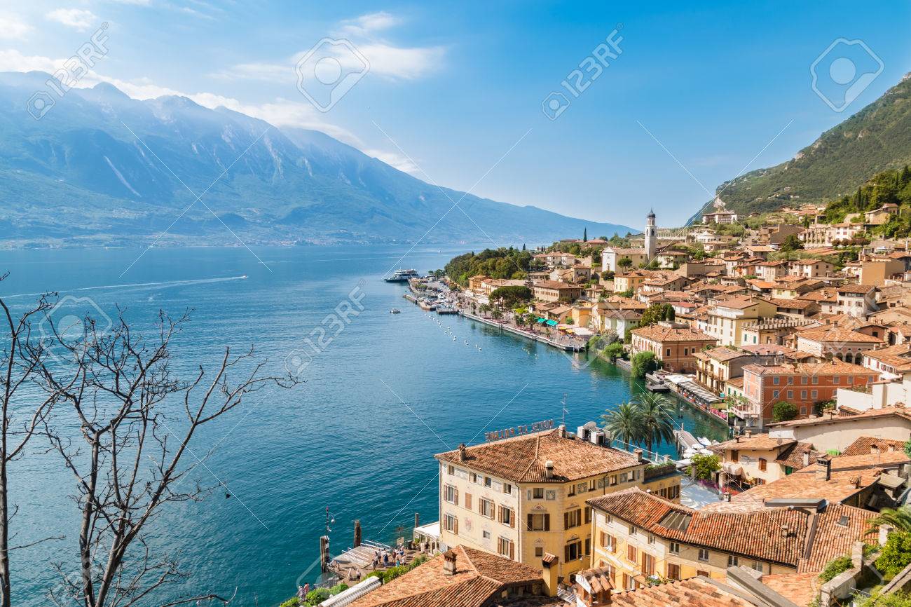 panorama of limone sul garda a small town on lake garda italy