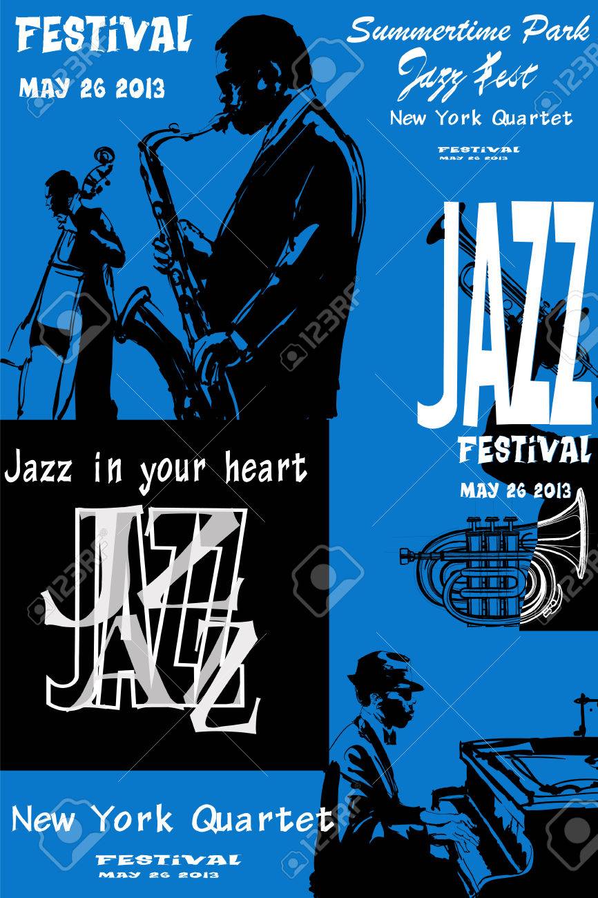 ジャズ サックス ダブルベースとピアノ ベクトル イラスト ポスターのイラスト素材 ベクタ Image 3250