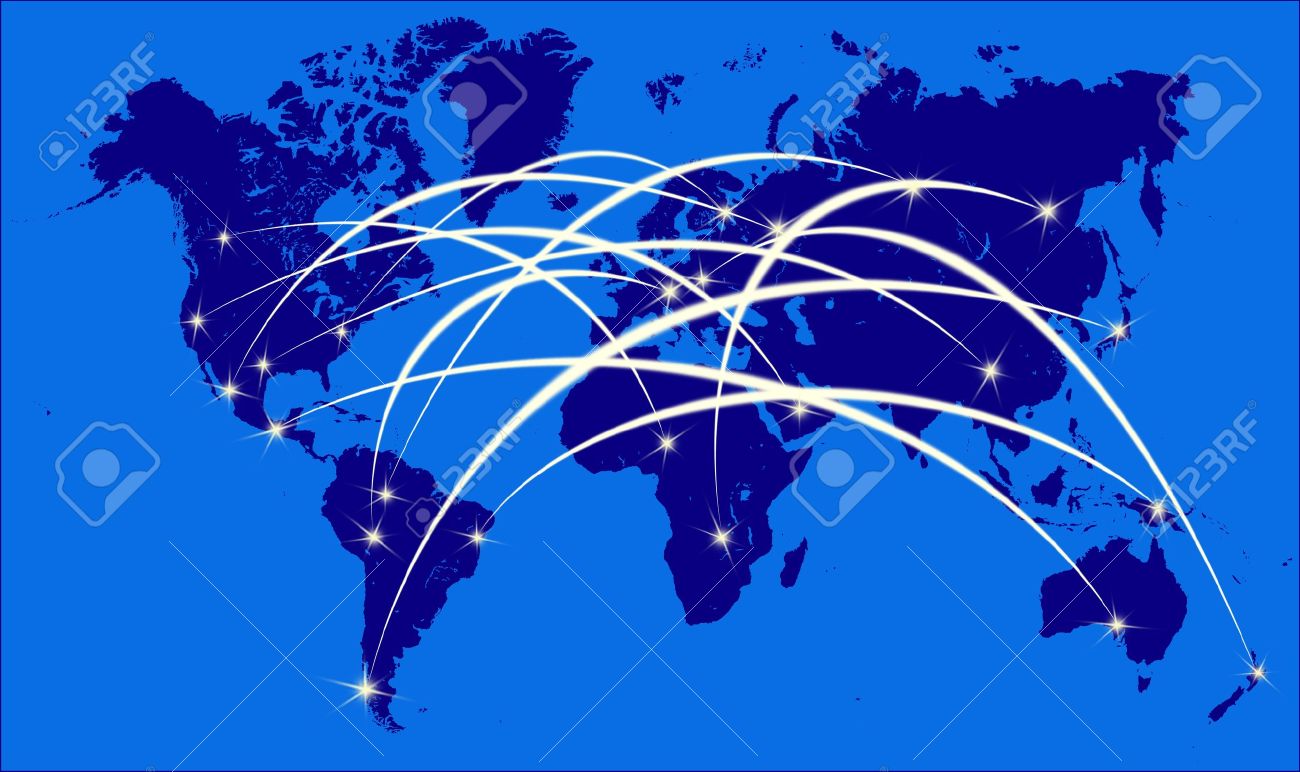 Internet On The World Map Stock Photo, Picture And Royalty Free Image.  Image 10213707.