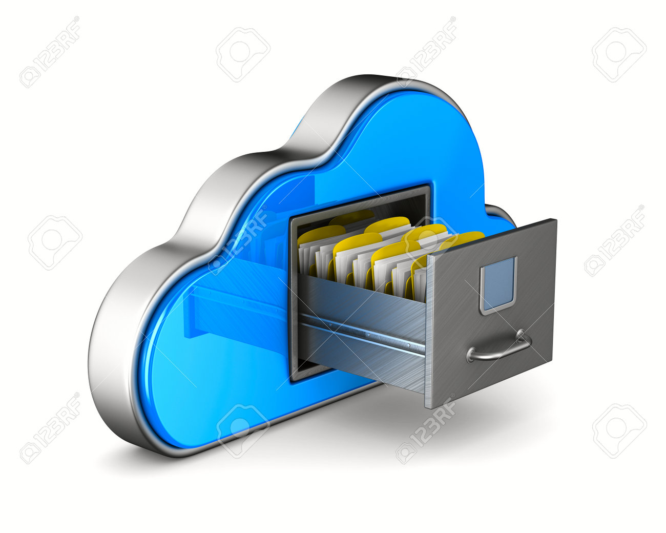 Cloud And Filing Cabinet On White Background Isolated 3d